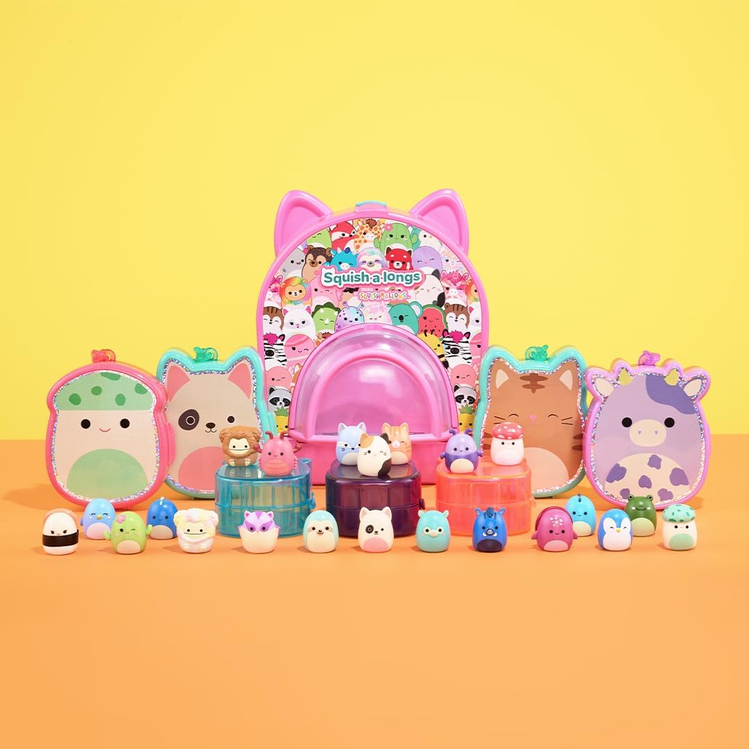 8 Pack - 1” Mini-Squish with 2 Accessories, 1 Ring, and a Collector’s Guide - Collect, Trade, & Play