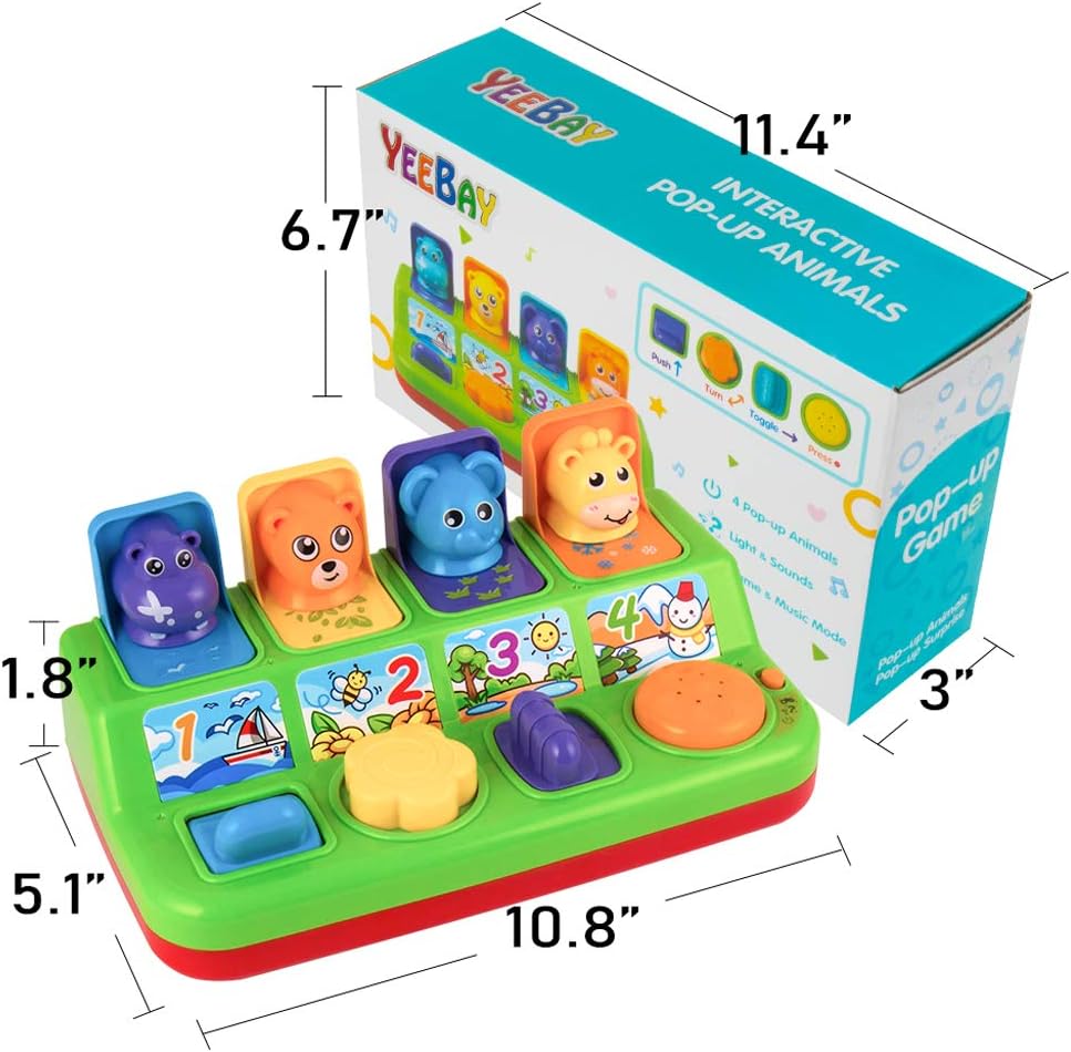YEEBAY Interactive Pop Up Animals Toy with Music, Animal Sound