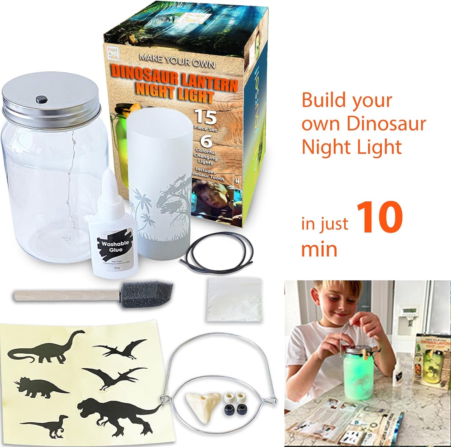 Hapinest DIY Dinosaur Toy Lantern Make Your Own Night Light Kit, Dino Toy Lanterns for Kids