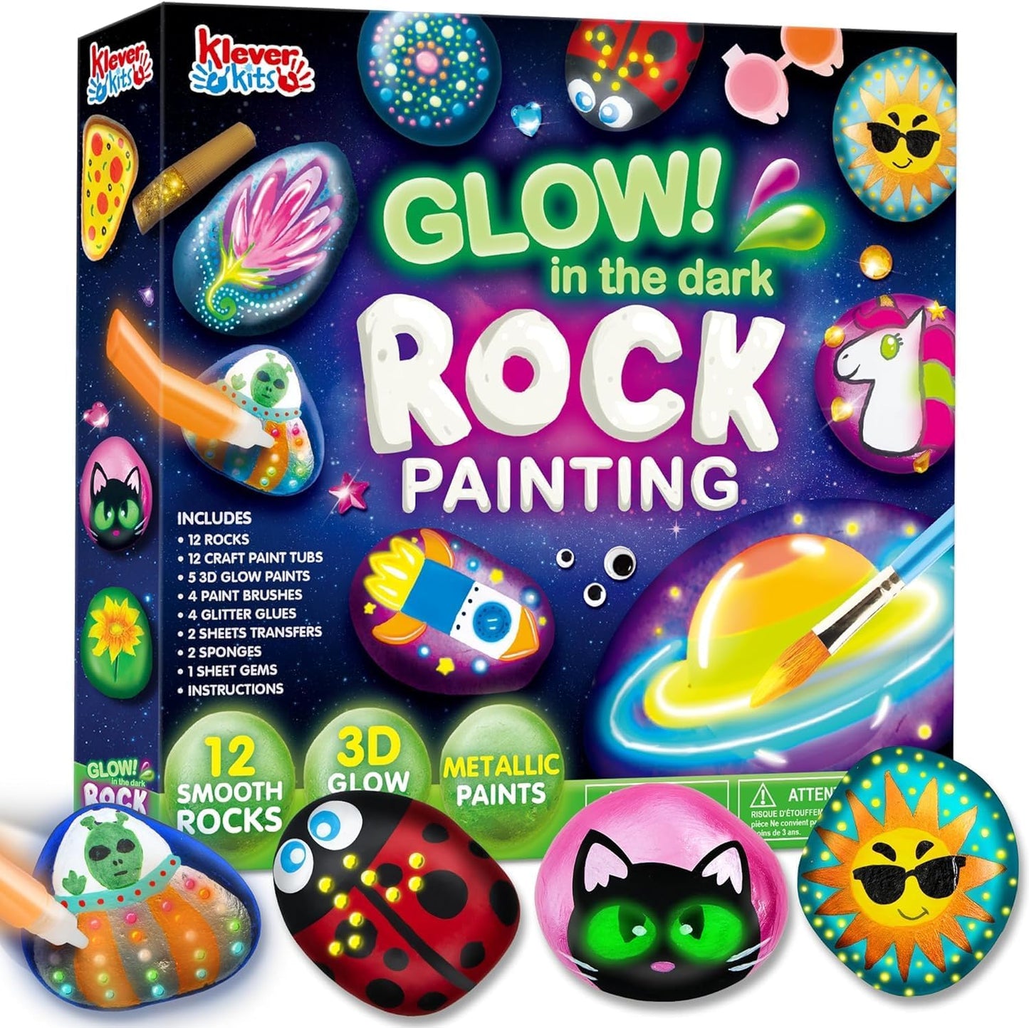 JOYIN Rock Painting Kit- Glow in The Dark Rock Kit