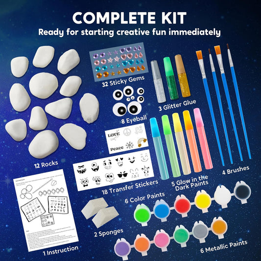 JOYIN Rock Painting Kit- Glow in The Dark Rock Kit